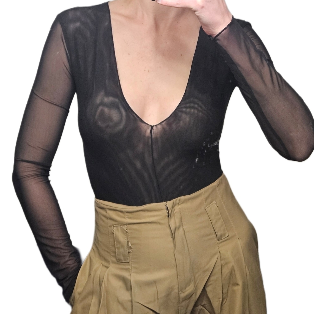 Elegant Black Sheer Zara Bodysuit